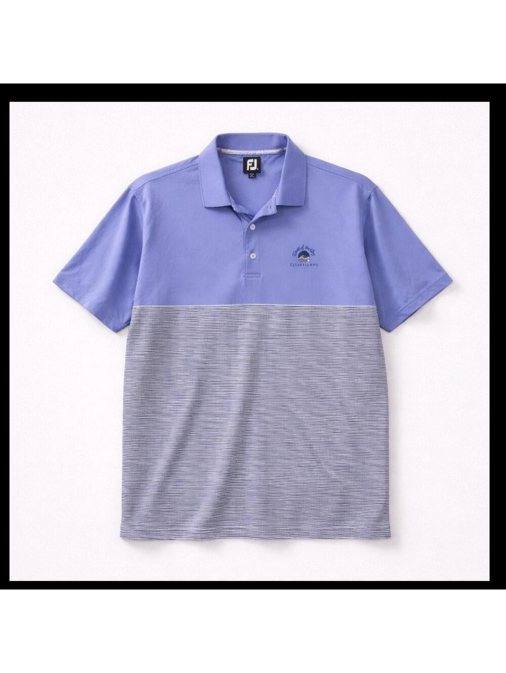 FootJoy Men's L Golf Polo Shirt Purple/Gray/White Striped Stretch Short Sleeve